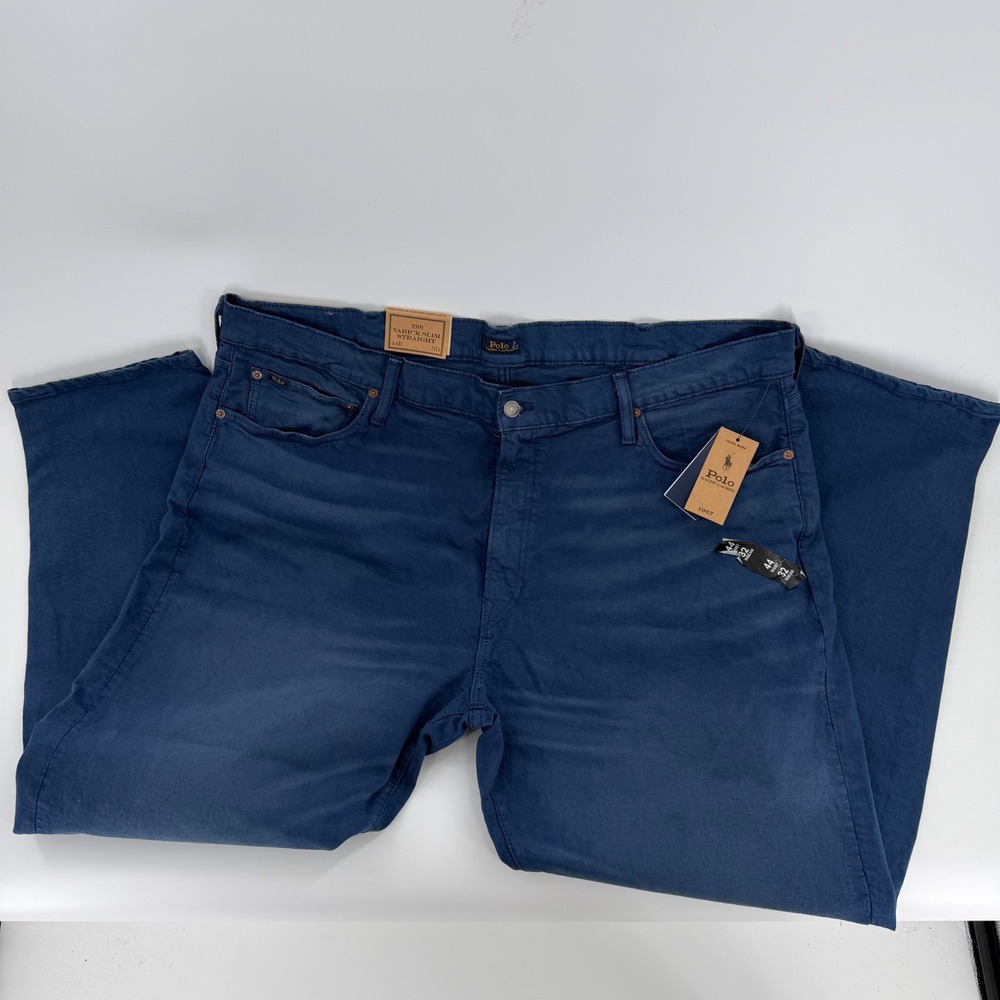 Polo Ralph Lauren Varick Slim Straight Blue Garment Dyed Pants Mens 44x30 NEW